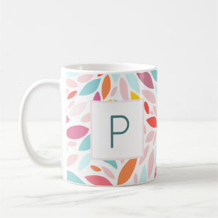Mit Monogramm Modernes Leaf Mosaik Personalisiert Kaffeetasse