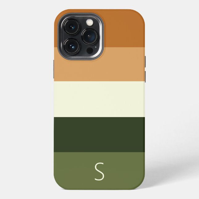 Mit Monogramm modernes Streifenmuster iPhone 13 Pro Max Hülle (Rückseite)