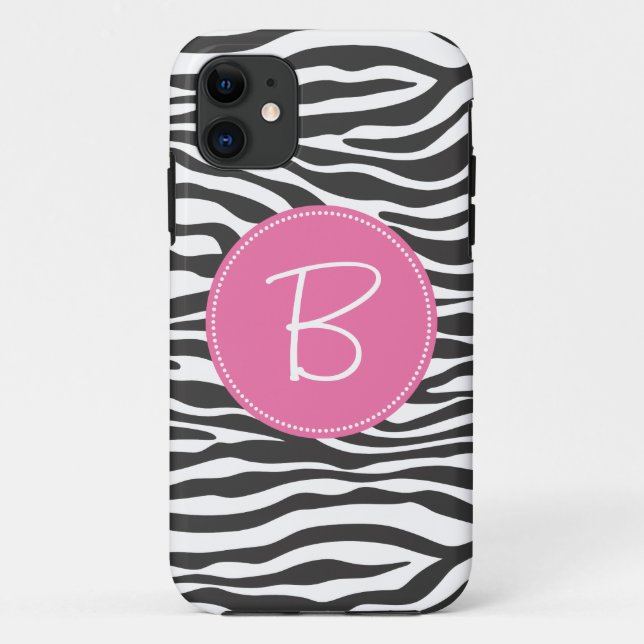 Mit Monogramm Modezebra-Druck Case-Mate iPhone Hülle (Rückseite)