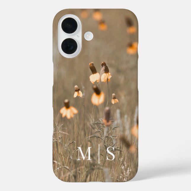 Mit Monogramm Montana Burnt Orange Wildblume iPhone 16 Hülle (Rückseite)