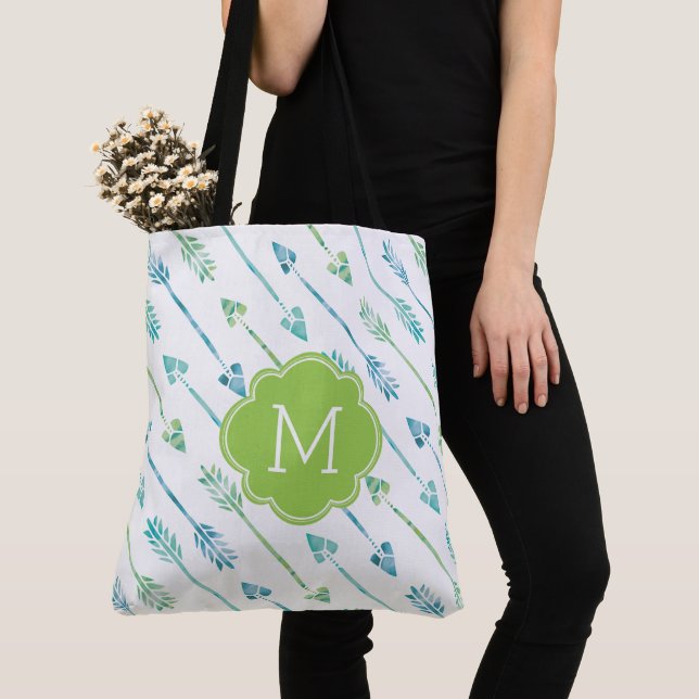 Mit Monogramm Muster der Aquarellpfeile Tasche (Von Nahem)