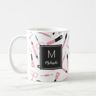 Mit Monogramm Muster für Niedliche rosa Maniküre Kaffeetasse