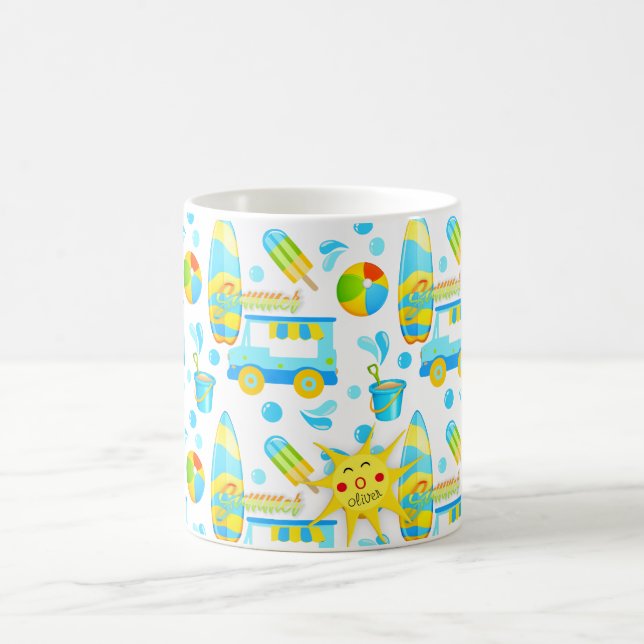 Mit Monogramm Muster für Sommer- und Strandspass Kaffeetasse (Mittel)