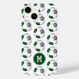 mit Monogramm Muster grauer Fußballbälle Case-Mate iPhone 14 Hülle