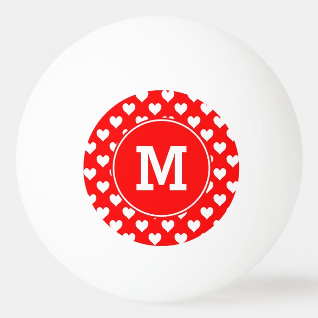 Mit Monogramm Muster in Rot und Weiß Tischtennisball (Vorderseite)