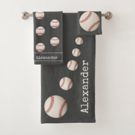 Mit Monogramm Name Baseball Blue Sport Badezimmerf Badhandtuch Set