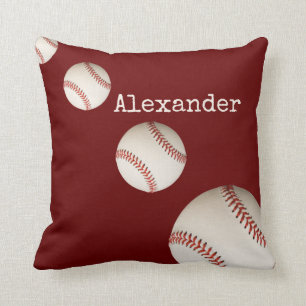 Mit Monogramm Name Baseball Sportmarodie rot Kissen