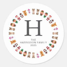 Mit Monogramm Name der Blumenfamilie Runder Aufkleber