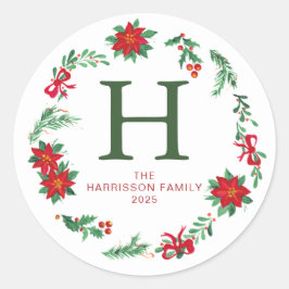 Mit Monogramm Name der Blumenfamilie Runder Aufkleber