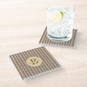Mit Monogramm Name der Karierten Tartan-Familie Glasuntersetzer