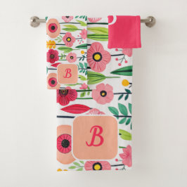 Mit Monogramm Name des Blumenmusters Badhandtuch Set