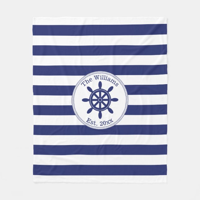 Mit Monogramm Name des Schiffskapitän Fleecedecke (Vorderseite)