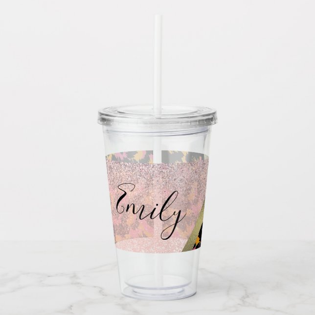 Mit Monogramm Name des Tierdrucks Acryltrinkbecher (Vorderseite)