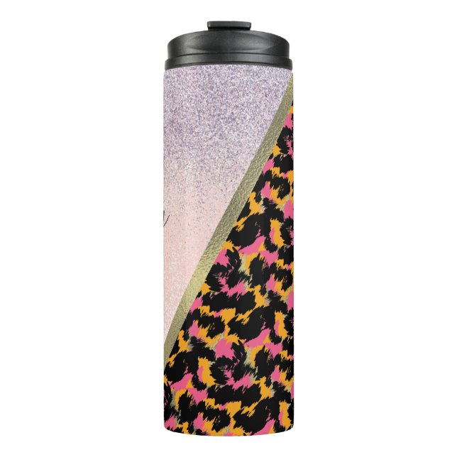 Mit Monogramm Name des Tierdrucks Thermosbecher (Vorderseite)