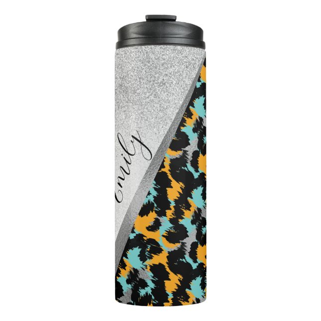 Mit Monogramm Name des Tierdrucks Thermosbecher (Vorderseite)