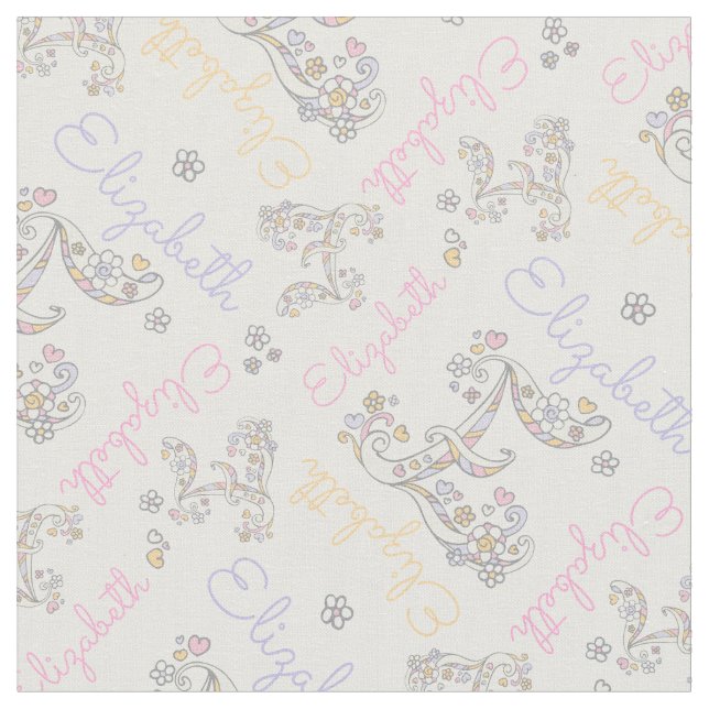 Mit Monogramm Name Elizabeth und E-Stoff Stoff (Nahaufnahme)