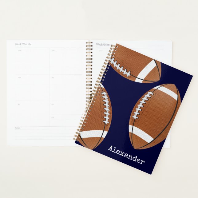 Mit Monogramm Name Football Navy Blue Planer (Anzeige)