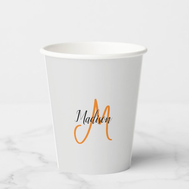 Mit Monogramm Name für moderne Handschrift Pappbecher (Vorderseite)