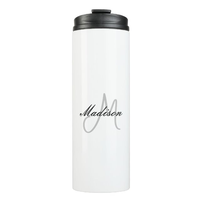Mit Monogramm Name für moderne Handschrift Thermosbecher (Vorderseite)