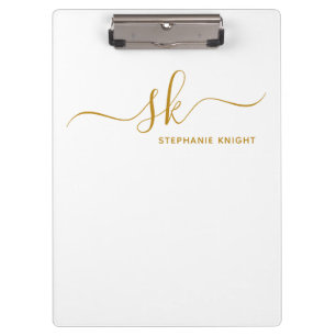 Mit Monogramm Name Gold Script Beruflich Klemmbrett