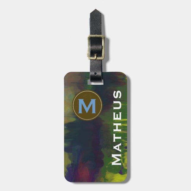 mit Monogramm - Name hinzufügen Gepäckanhänger (Vorderseite vertikal)