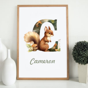 Mit Monogramm Name Kinderzimmer Poster Woodland Le