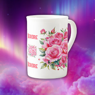 Mit Monogramm Name Rosa Roses   Prozellantasse