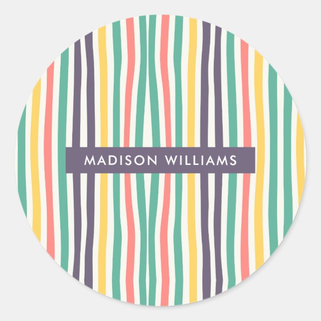 mit Monogramm, Name Runder Aufkleber (Vorderseite)