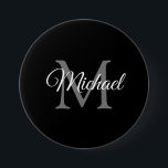 Mit Monogramm Name Schwarze Personalisierte Vorlag Button<br><div class="desc">Personalisierter Mit Monogramm Name Schwarze Vorlage Elegant Trendy Large Round Button.</div>