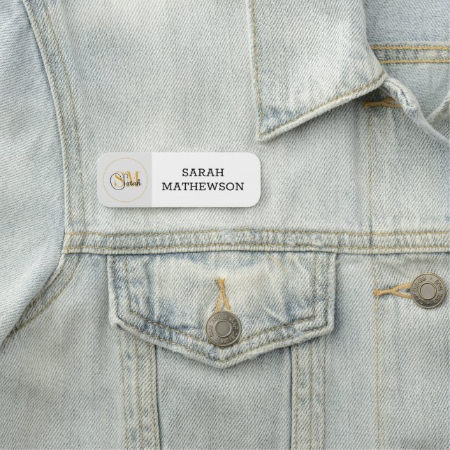 Mit Monogramm Name und elegante Unterschrift Namensschild (Beispiel)