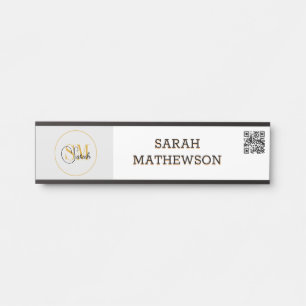 Mit Monogramm Name und elegante Unterschrift/QR-Co Türschild