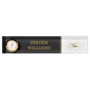 Mit Monogramm Name und moderne Unterschrift Namensplakette