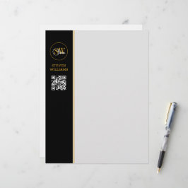 Mit Monogramm Name und moderne Unterschrift/QR-Cod Briefbogen