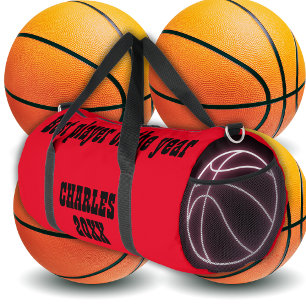 Mit Monogramm Name und Text in Rot/Schwarz   Duffle Bag