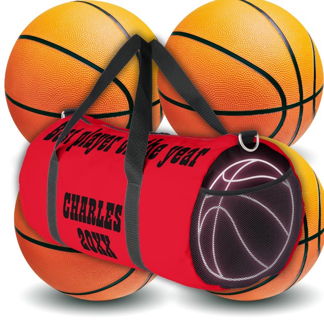 Mit Monogramm Name und Text in Rot/Schwarz | Duffle Bag (Von Creator hochgeladen)