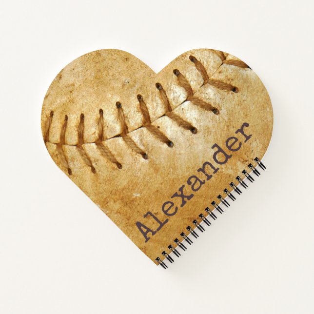 Mit Monogramm Name Vintag Sports Baseball Notizbuch (Rückseite)