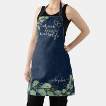 Mit Monogramm Navy Blue Eucalyptus Grüne Küche