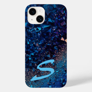 Mit Monogramm Navy Blue Glitzer Case-Mate iPhone 14 Hülle