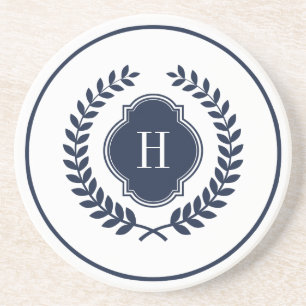 Mit Monogramm Navy-Blue-Kranz Getränkeuntersetzer