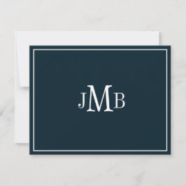 Mit Monogramm Navy- und Weißinitialen Dankeskarte