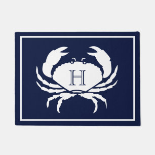 Mit Monogramm Navy White Crab Nautical Doormat Fußmatte