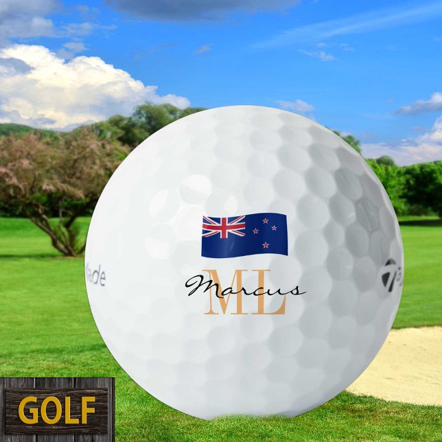 Mit Monogramm Neuseeland Flag & NZ Golf Balls Golfball (Von Creator hochgeladen)