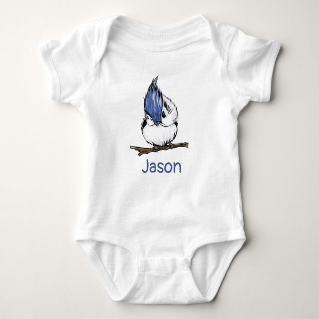 mit Monogramm Niedliches Blue Jay Baby Baby Strampler (Vorderseite)