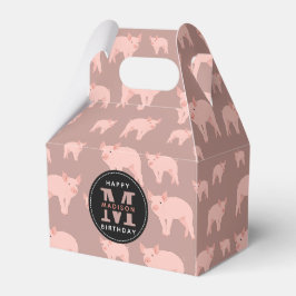 Mit Monogramm Niedliches rosa Schweinepatel Geburt Geschenkschachtel