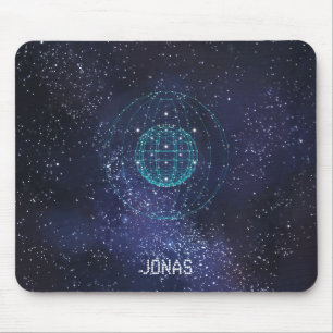 Mit Monogramm Night Sky Abstrakt Globe Mousepad