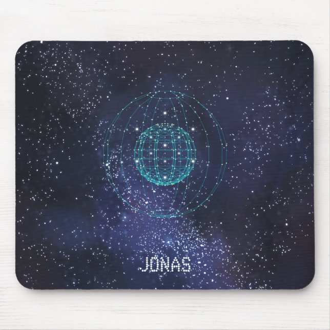 Mit Monogramm Night Sky Abstrakt Globe Mousepad (Vorne)
