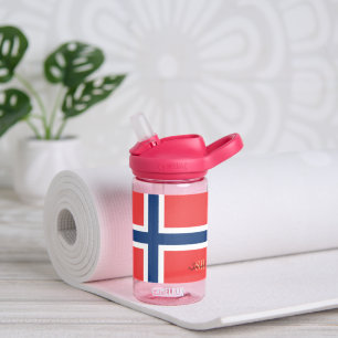 Mit Monogramm Norwegen, norwegische Flagge, Kinder Trinkflasche