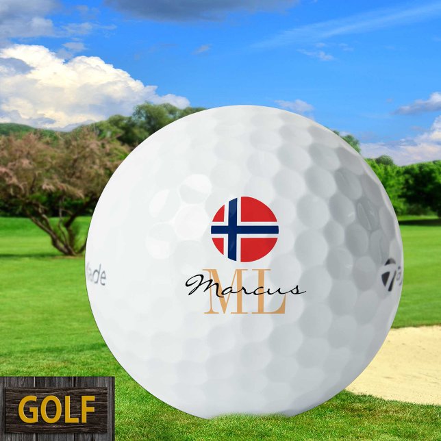 Mit Monogramm norwegische Flagge und norwegische G Golfball (Von Creator hochgeladen)