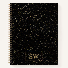 Mit Monogramm Notebook mit winzigen Gold Stars Notizbuch