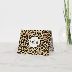 Mit Monogramm Notizkarte aus Sassy Leopard